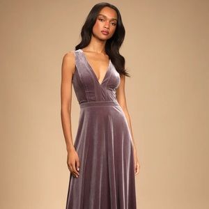 Beautiful Night Dusty Purple Velvet Sleeveless Maxi Dress